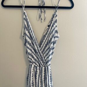 b.original Tie Back Romper, White/Blue, Size Small
